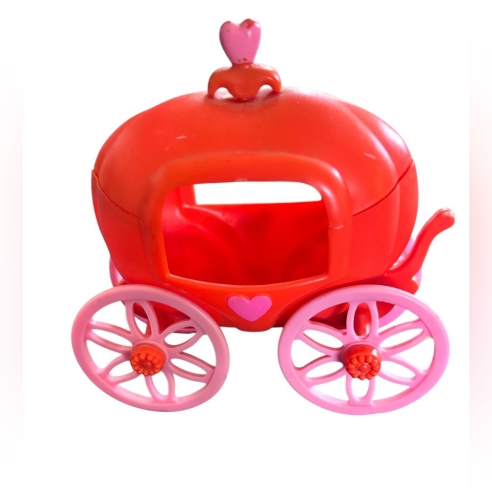 Vintage Doll Hasbro Storykins Cinderella  Pumpkin Carriage Red Pink Plastic